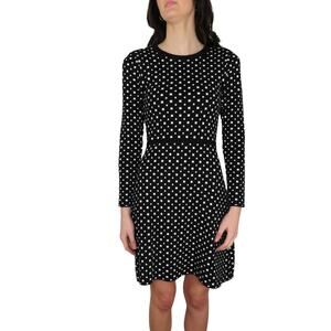 Maison Jules Knit Sweater Dress Long Sleeve Polka Dot Geometric Dress Medium